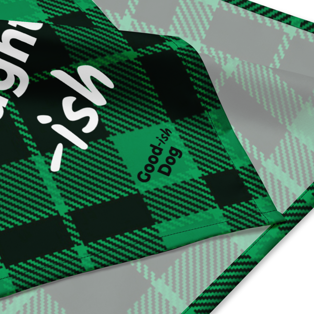 Naughty-ish Classic Bandana - Green Plaid