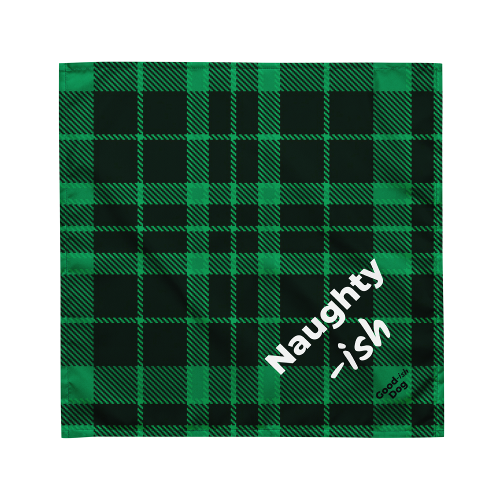 Naughty-ish Classic Bandana - Green Plaid